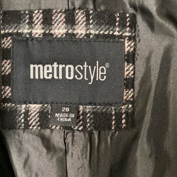 Metro Style Wool blend Blazer jacket Womens 20 black/pink pockets Dark Academia - Picture 10 of 11